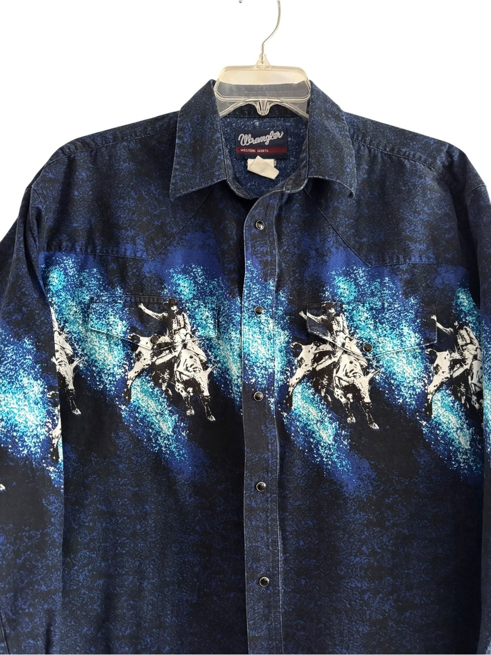 Wrangler XLG western black pearl snap long sleeve rodeo buck cowboy. - Picture 2 of 9